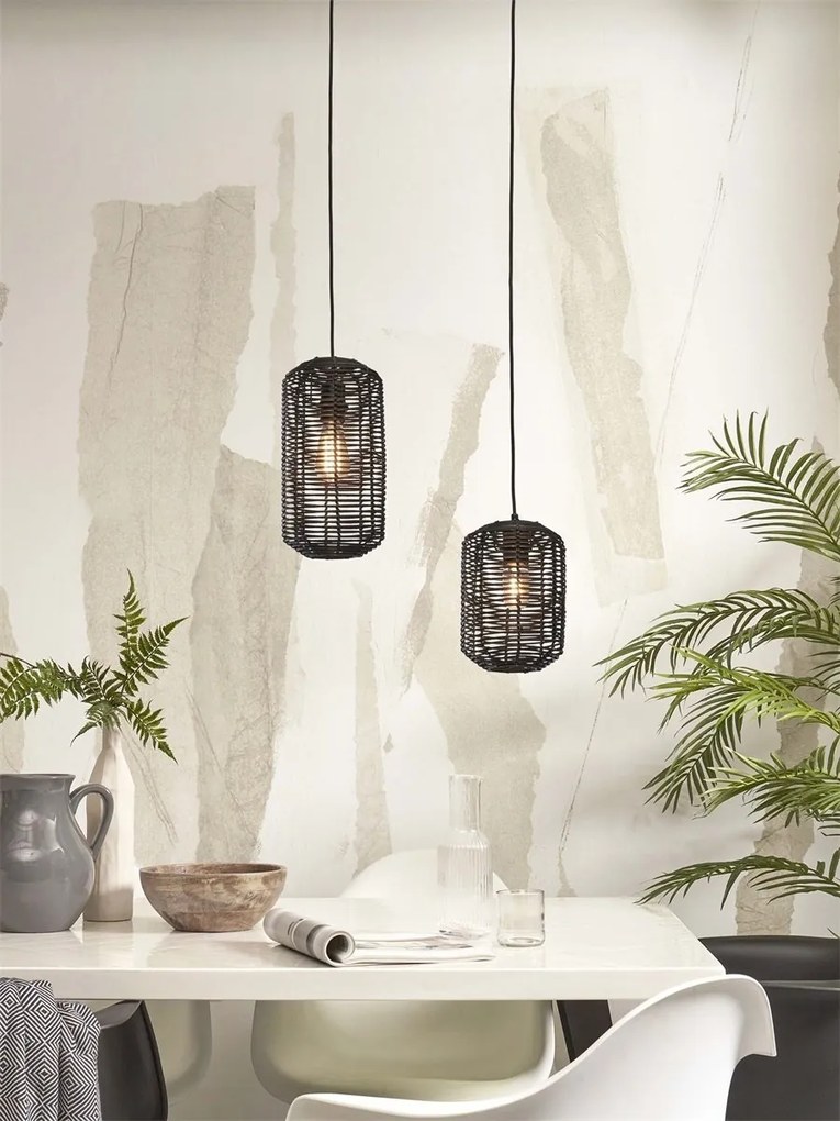 Lustra/Pendul eco din ratan Tanami tube S, bl