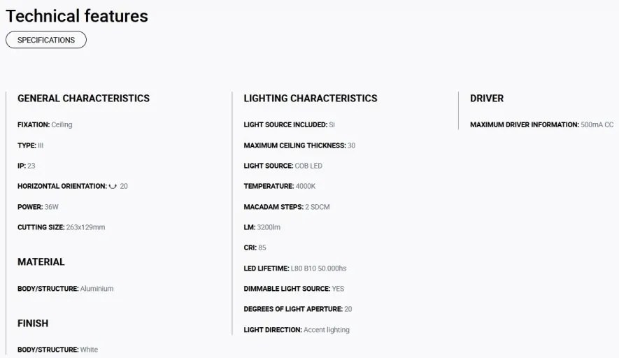 Spot LED incastrabil MINI COLIN-2 White recessed 36-50W 4000K 20°