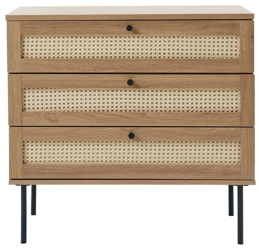 Comodă în culoare naturală joasă cu aspect de lemn de stejar 80x75 cm Pensacola – Unique Furniture