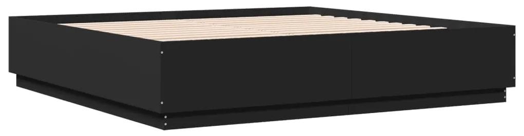 3209675 vidaXL Cadru de pat, negru, 200x200 cm, lemn prelucrat
