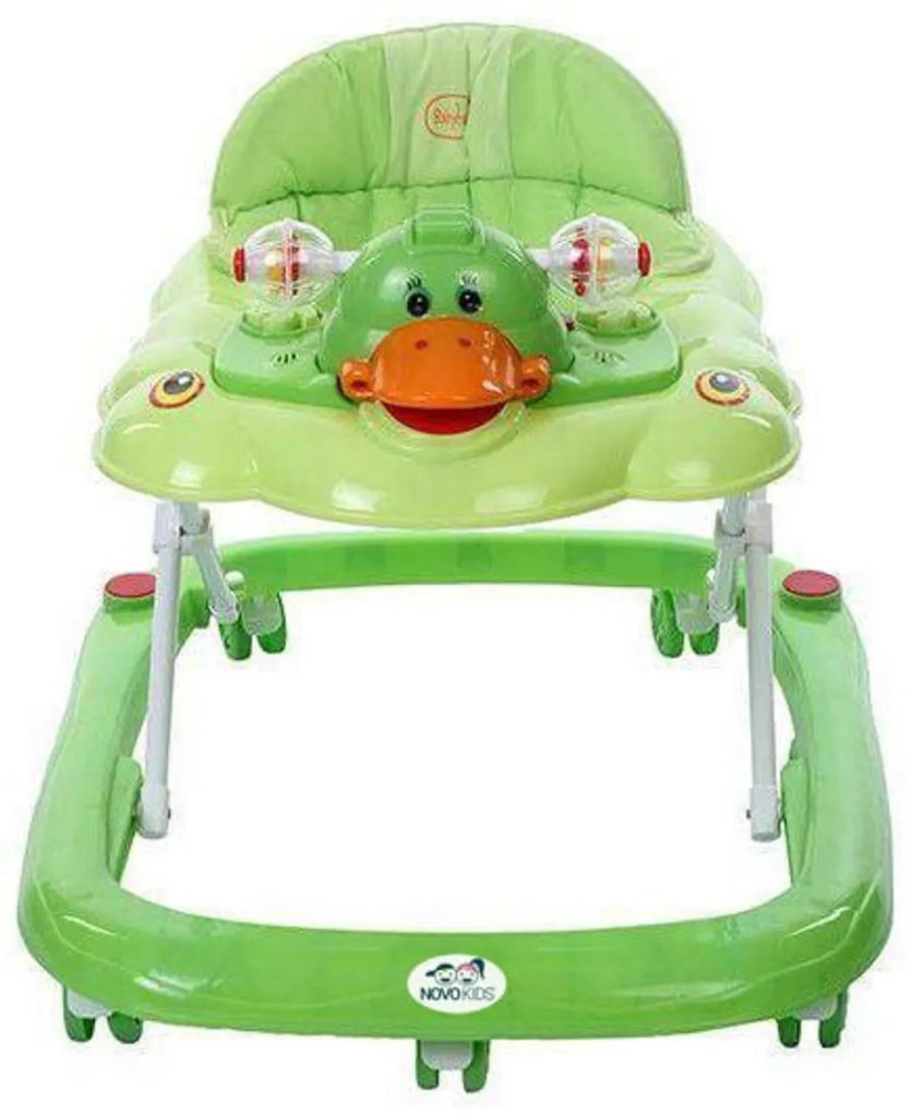 Premergator reglabil in 3 trepte NOVOKIDS™ Duckey, cu melodii, Ratusca, Pliabil, Verde