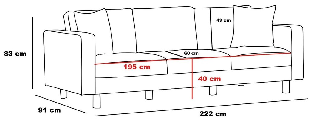 Canapea trei locuri Berlunetta (antracit + Auriu). 1106672