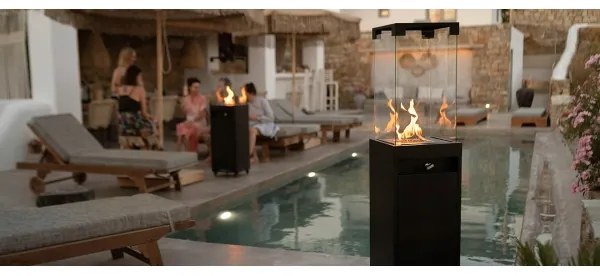 Șemineu de exterior pe gaz Planika Faro GAS 142x36 cm 8kW negru + capac de protecție