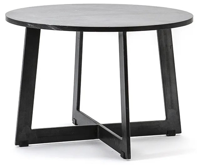 Masuta de cafea rotunda din marmura si metal Major 60x60x40 cm neagra