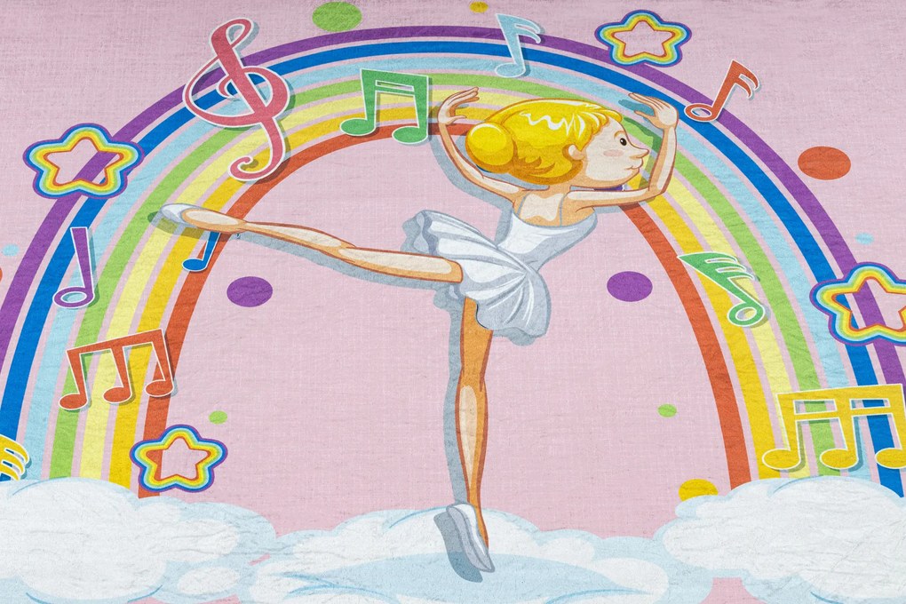 BAMBINO 41870 covor lavabil Balerina, curcubeu pentru copii anti-alunecare - roz