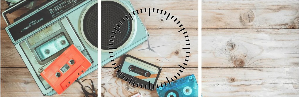 Tablou - Radio retro (cu ceas) (90x30 cm)
