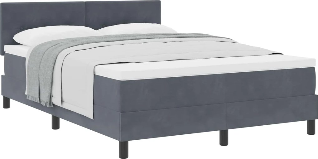 vidaXL Pat cu arcuri cu saltea Gri închis 140 x 190 cm Catifea