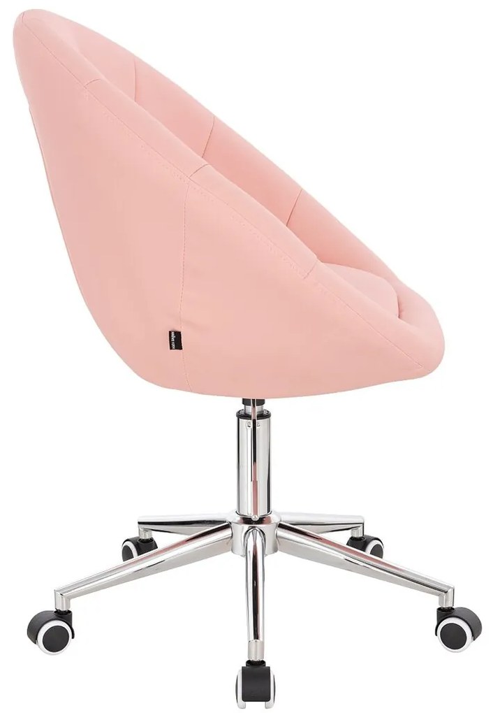 HC8516CK Scaun Roz Piele Ecologica cu Bază Cromata