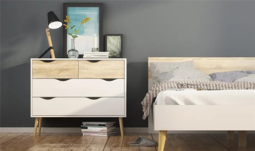 Comoda alba OSLO 75395 cu 4 sertare
