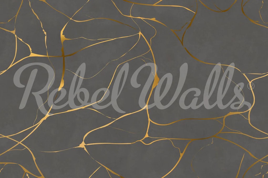 Tapet Gold Swirl, Dark Gray, Rebel Walls