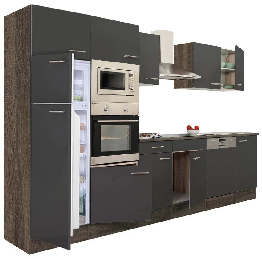 Mobilă de bucătărie Yorki 340, corp din stejar Yorki, cu față antracit satinat