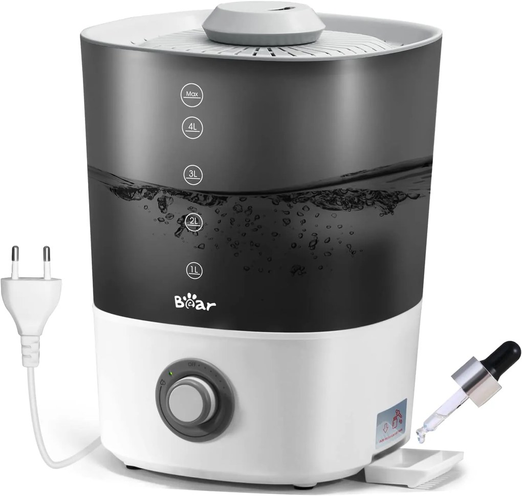 Umidificator BEAR 5L, poate fi umplut direct de sus, potrivit pentru plante și bebeluși, timp de funcționare 35 de ore, oprire automată, foarte silenț