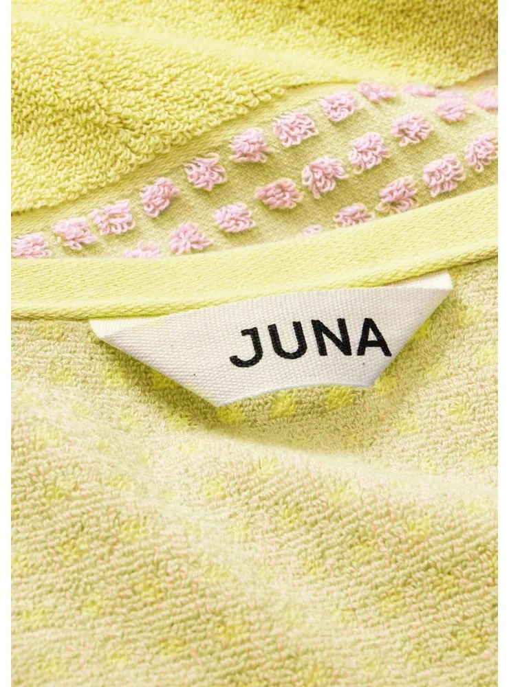 Prosop galben-roz din bumbac organic din frotir 50x100 cm Check – JUNA