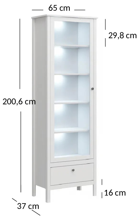 Vitrină Olna 1W1S (alb). 1053153