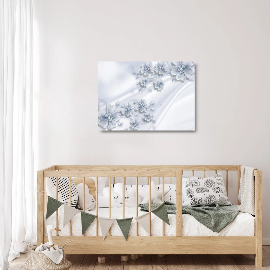 Tablou pe sticlă - Design flori (70x50 cm)