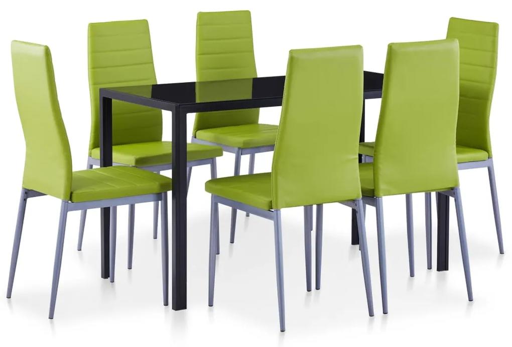 Set mobilier de bucătărie, 7 piese, verde