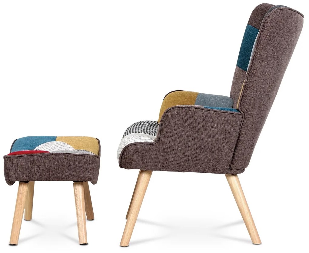 Fotoliu cu taburet PW2, patchwork