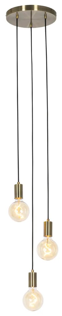 Lampă suspendată industrială bronz 3 lumini - Facil