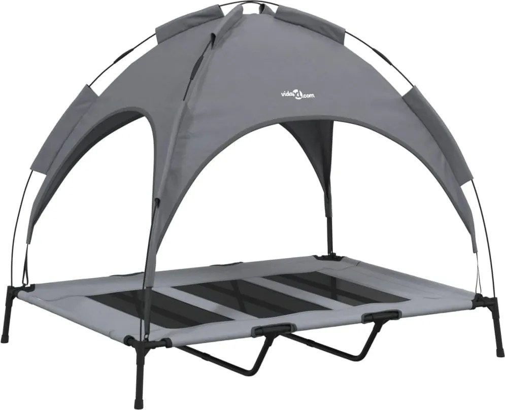 vidaXL Pat de câini cu baldachin, antracit, țesătură Oxford și oțel