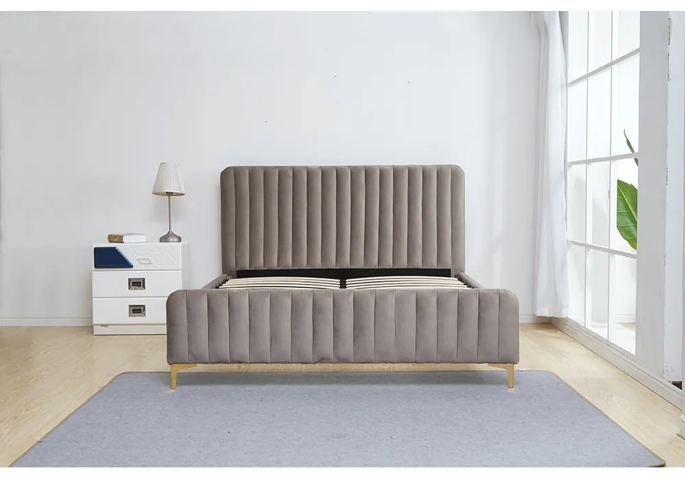 Pat, gri maro Taupe/gold crom auriu, 160x200, KAISA