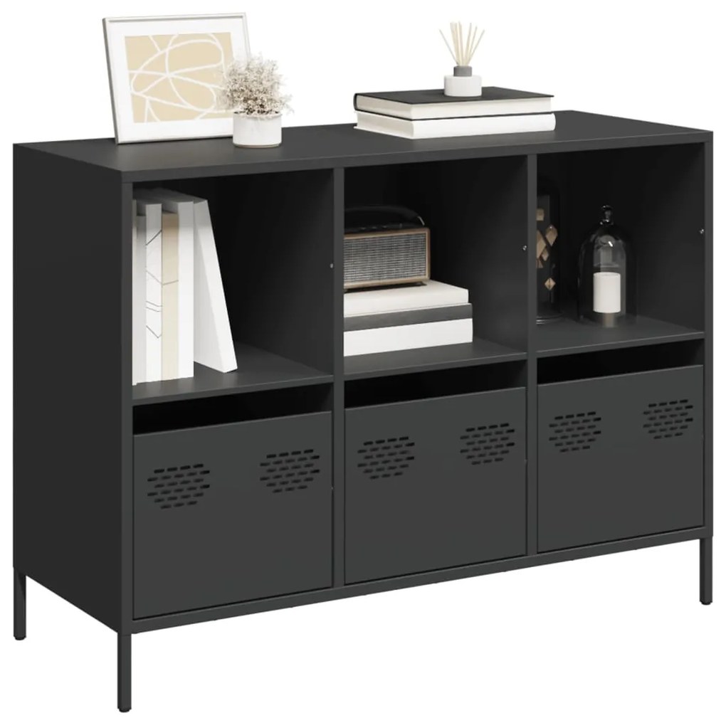 vidaXL Dulap, negru, 101,5x39x73,5 cm, oțel laminat la rece