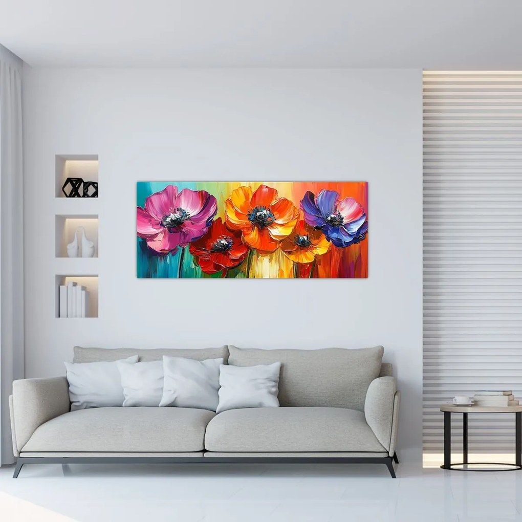 Tablou - Cinci flori colorate (120x50 cm)