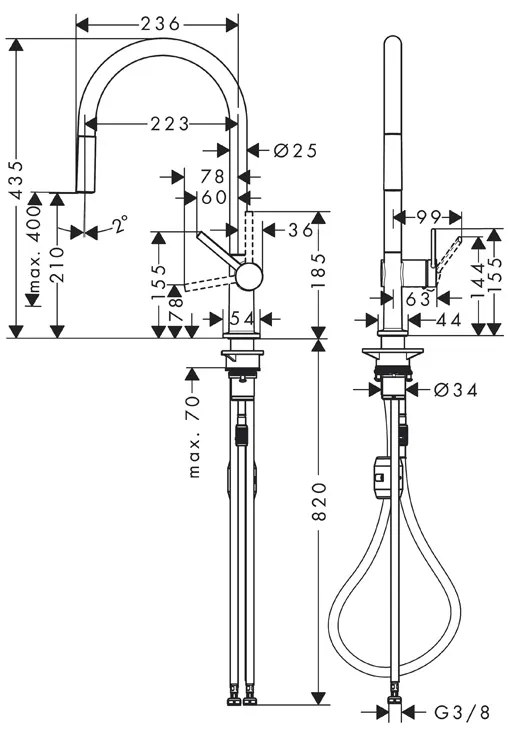 Baterie de bucatarie Hansgrohe, Talis M54 210, cu pipa extractabila, negru mat