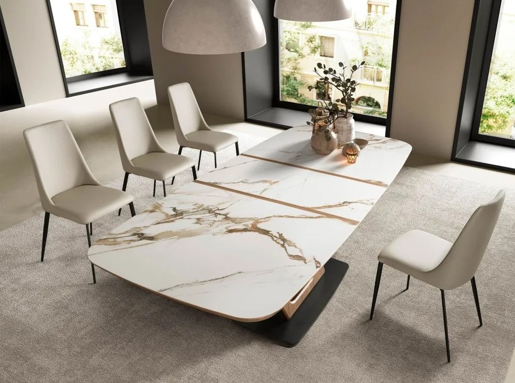Scaun design LUX, Metal, Piele Sintetica, Sand