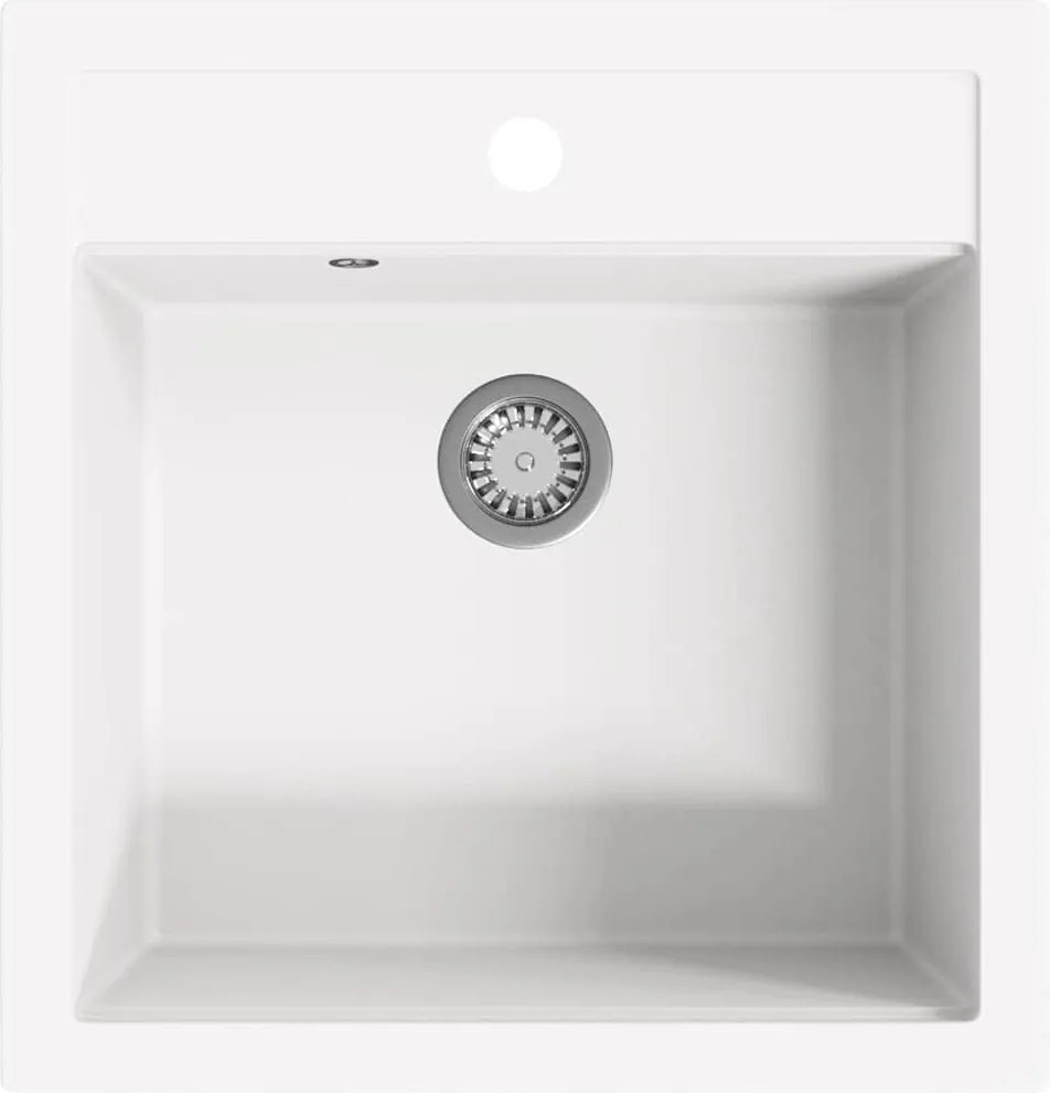 vidaXL Chiuvetă de bucătărie din granit, alb, bazin unic
