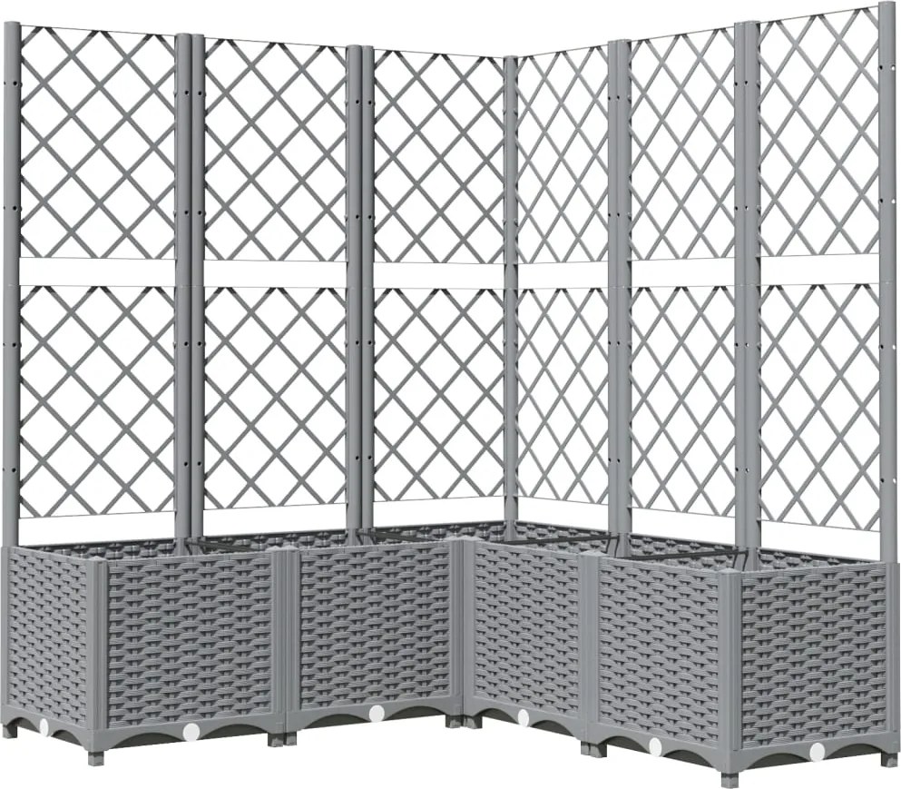 vidaXL Jardinieră de grădină cu spalier gri deschis 120x120x136 cm PP