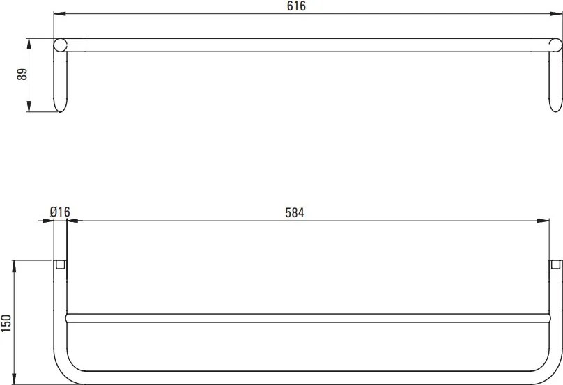 SILIA Suport pentru Prosoape, Dublu - Montare pe Perete Finisaj: Titan ADI_D631