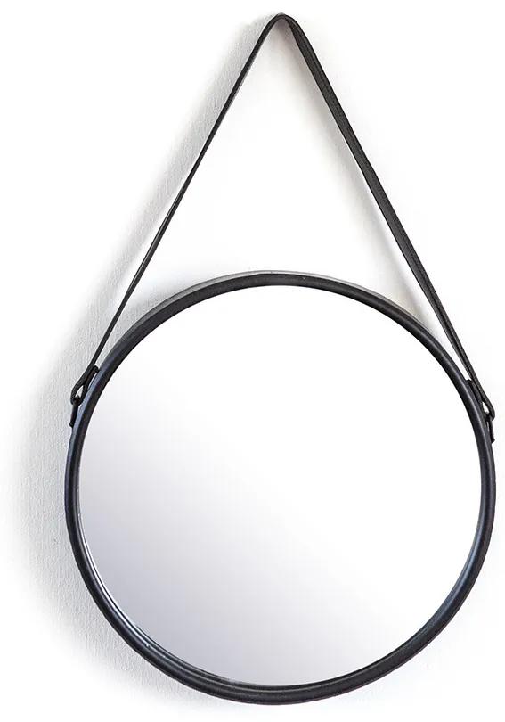 Oglinda rotunda cu rama din fier neagra Flection, 40 x 6 x 40 cm