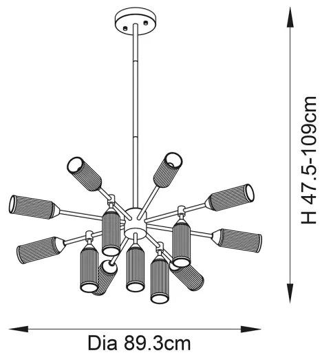 Lustră pe tijă Endon 106256 TOUR 13xG9/3W/230V alamă