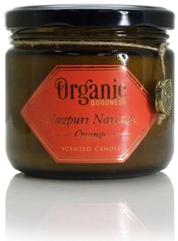 Lumânare organică Nagpuri Narangi - Portocaliu 200g în pahar de sticlă chihlimbar