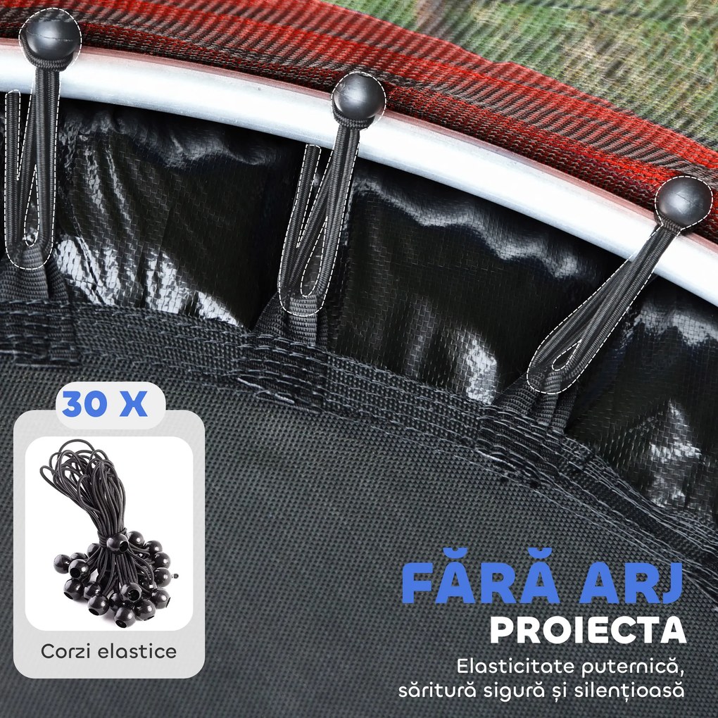 HOMCOM Trambulină pentru Copii 3-6 Ani cu Plasă de Siguranță, Fără Arcuri, Picioare în L, pentru Interior și Exterior, Ø160x190 cm, Multicolor | Aosom Romania