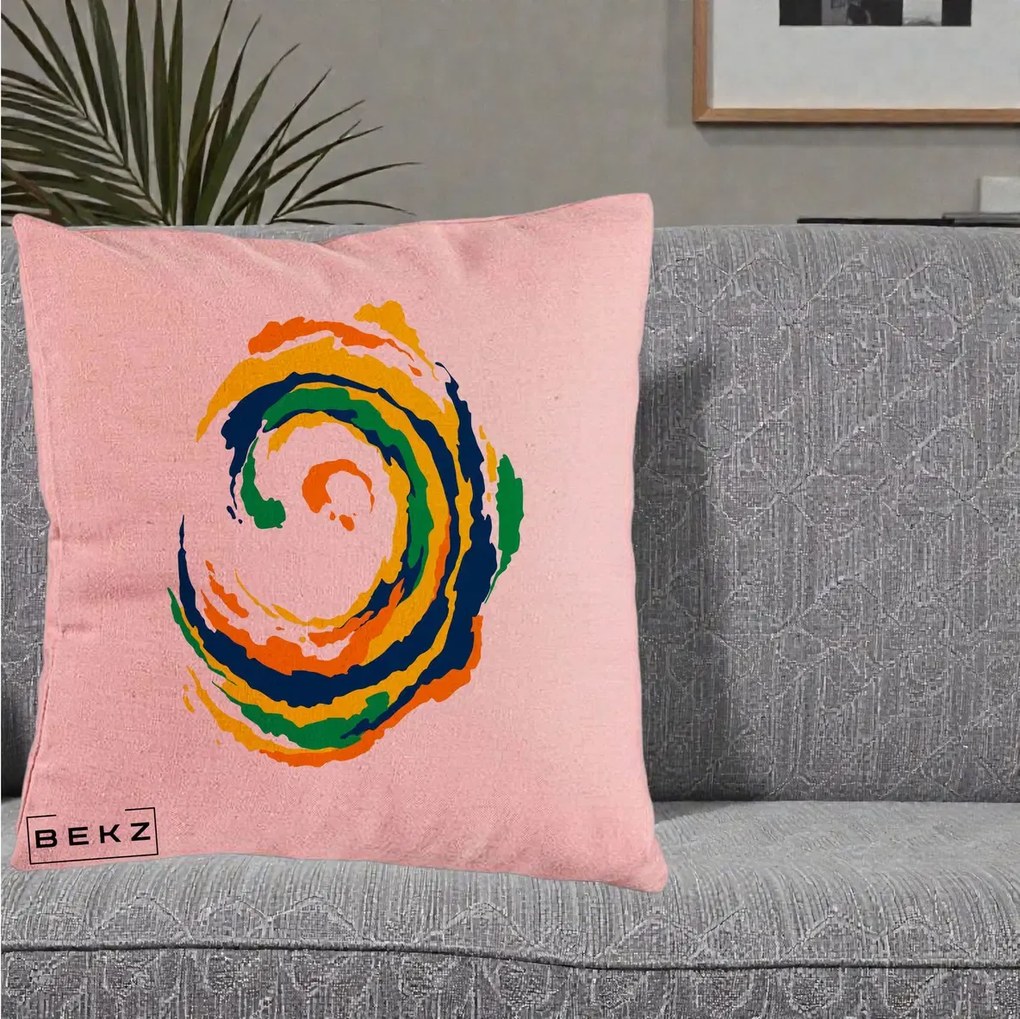 Perna decorativa Vortex Abstract Colorat, 40x40 cm cu Umplutura, Roz, BEKZ