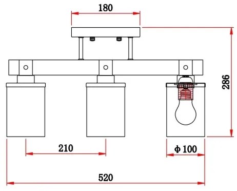 Brilagi - Lustră aplicată VISTA, 3x E27/60W/230V, finisaj stejar