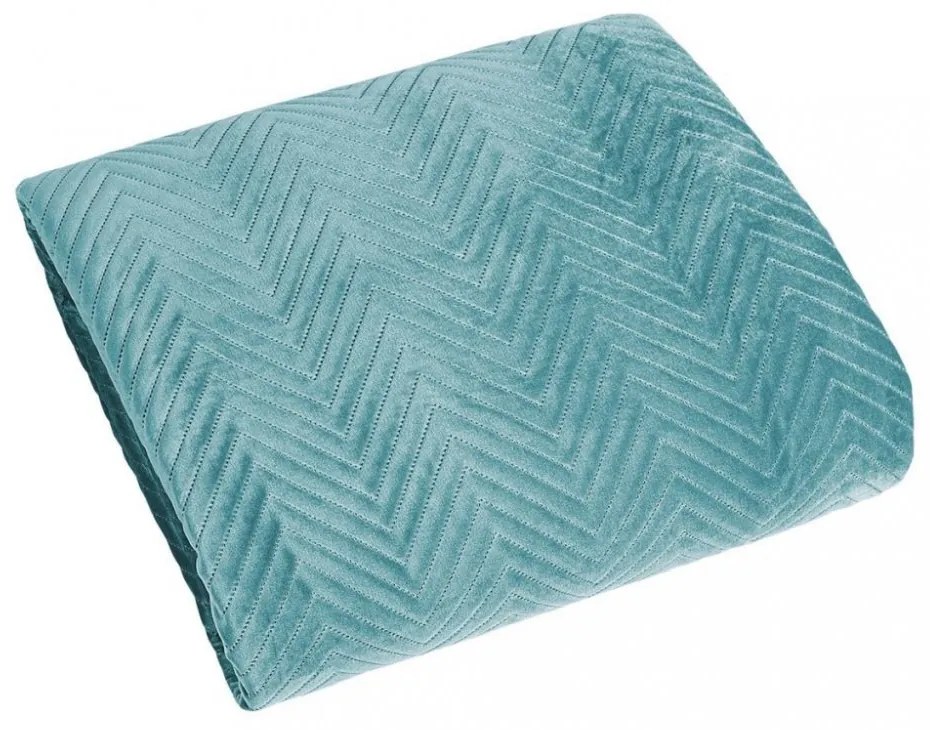 Cuvertură de pat din catifea matlasată pe un pat verde menta Lăţime: 200 cm | Lungime: 220 cm