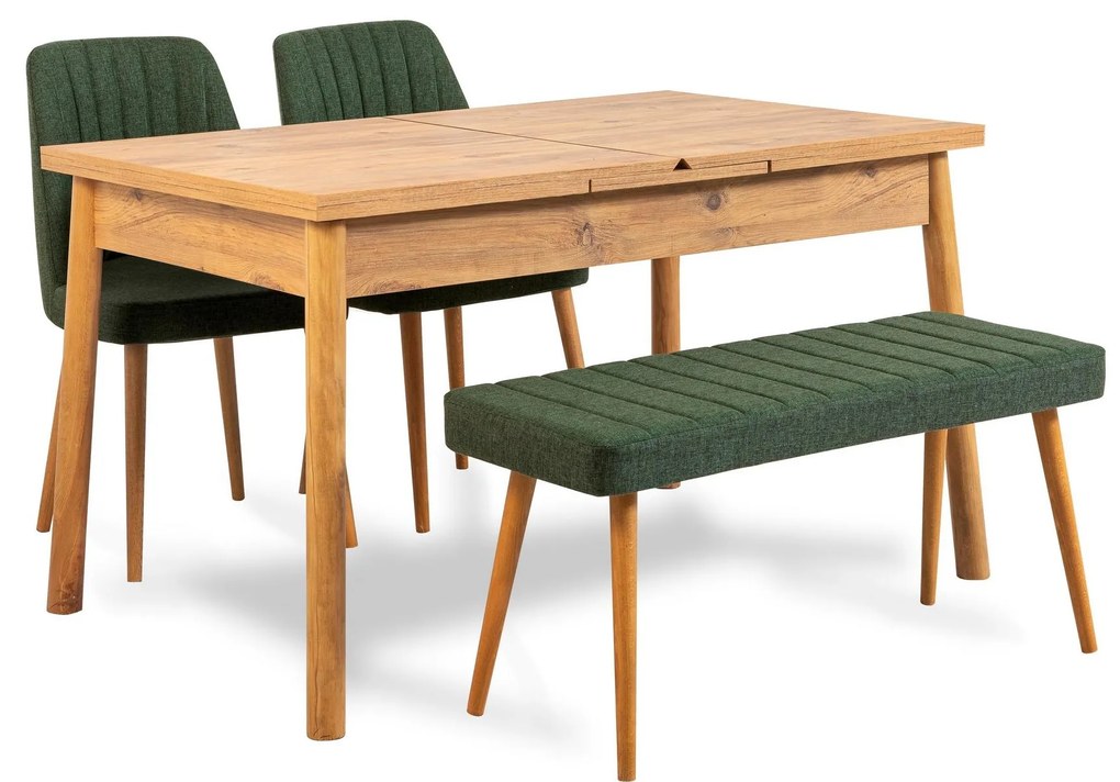 Set mobilier sufragerie Dobuse 2 (verde + pin atlantic) (pentru 4 persoane). 1093780