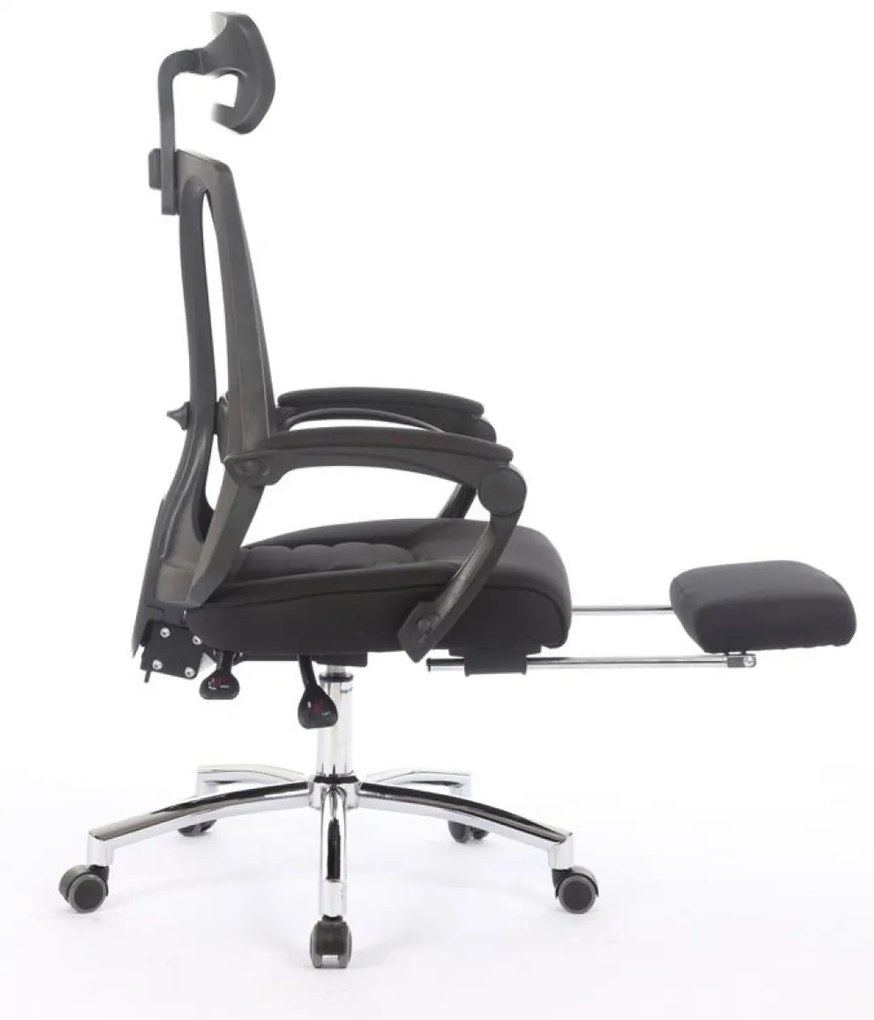 Scaun ergonomic, reglabil, tetiera, spătar Mesh, Negru,