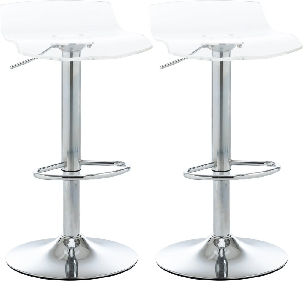HOMCOM Scaune Bar 2 piese cu Înălțime Reglabilă, Șezut Rotativ și Suport pentru Picioare, 39x39x67-87 cm, Transparent | Aosom Romania