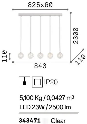 Lustra cu 5 pendule LED design modern Diamond SP5