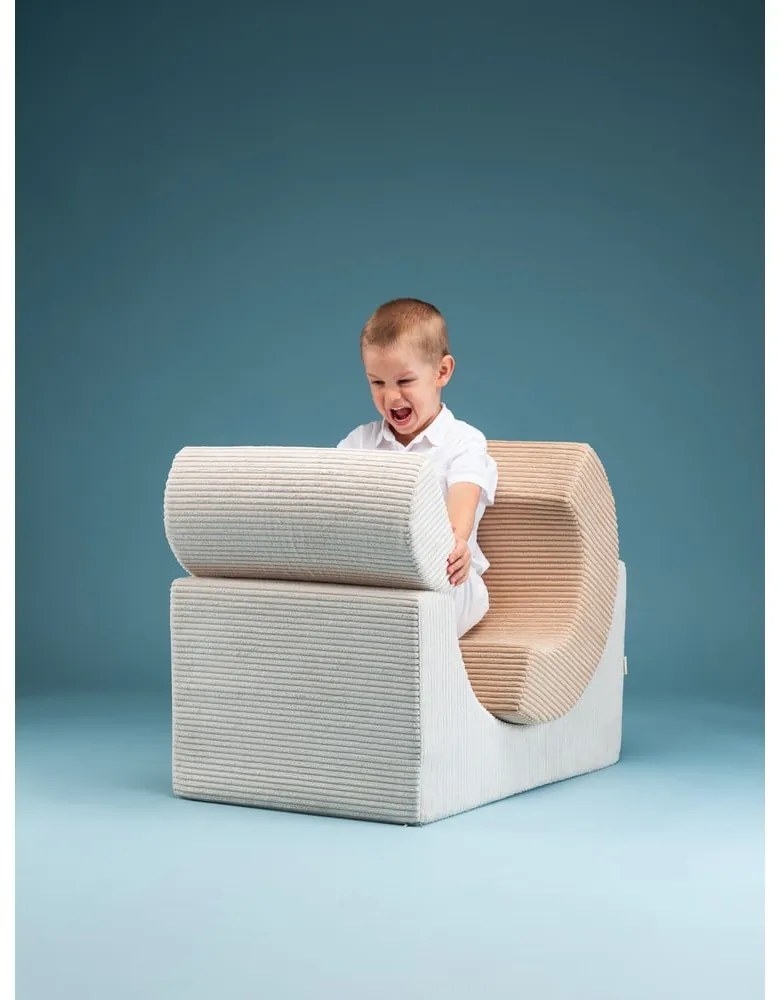 Teren de joacă din spumă crem 3 buc. din catifea reiată înălțime 37 cm 75x49 cm Rainbow Montessori – Wigiwama