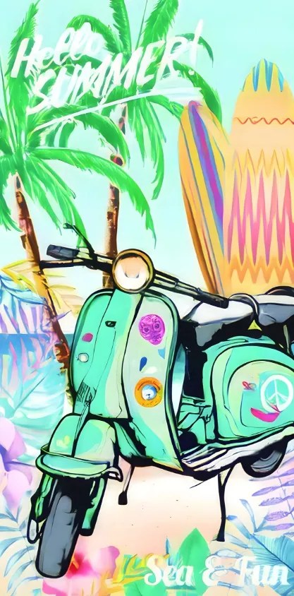 Prosop plaja SEA AND FUN 100x180 cm colorat, 100% microfibra
