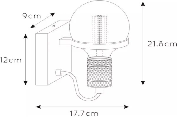 Lampă de perete Lucide 30271/01/30 OTTELIEN 1xE27/60W/230V negru
