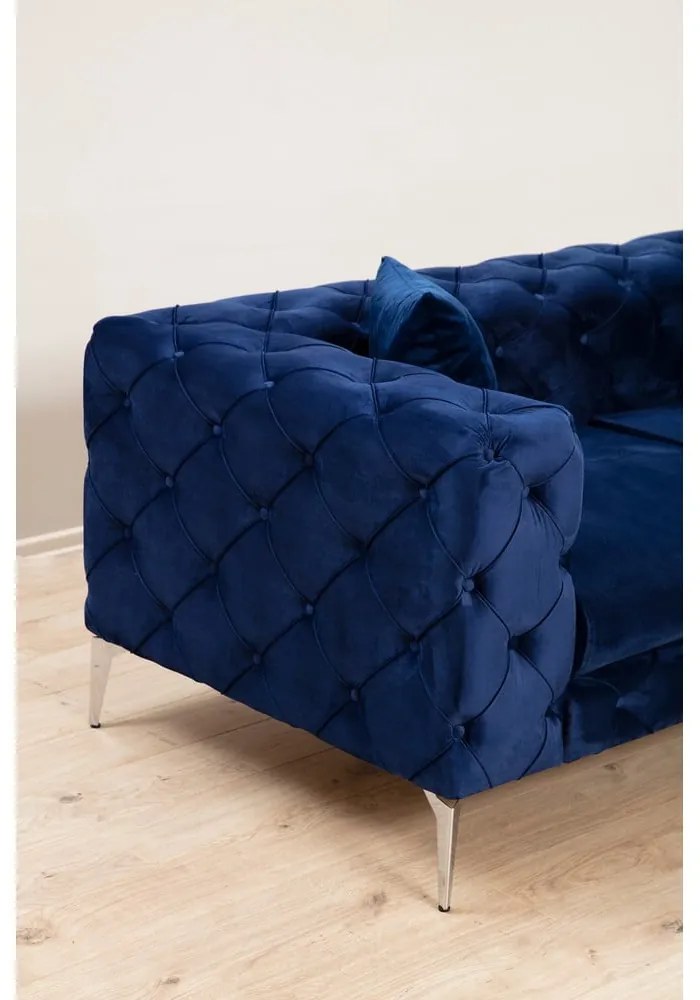 Canapea albastru-închis cu tapițerie din catifea 237 cm Como – Artie