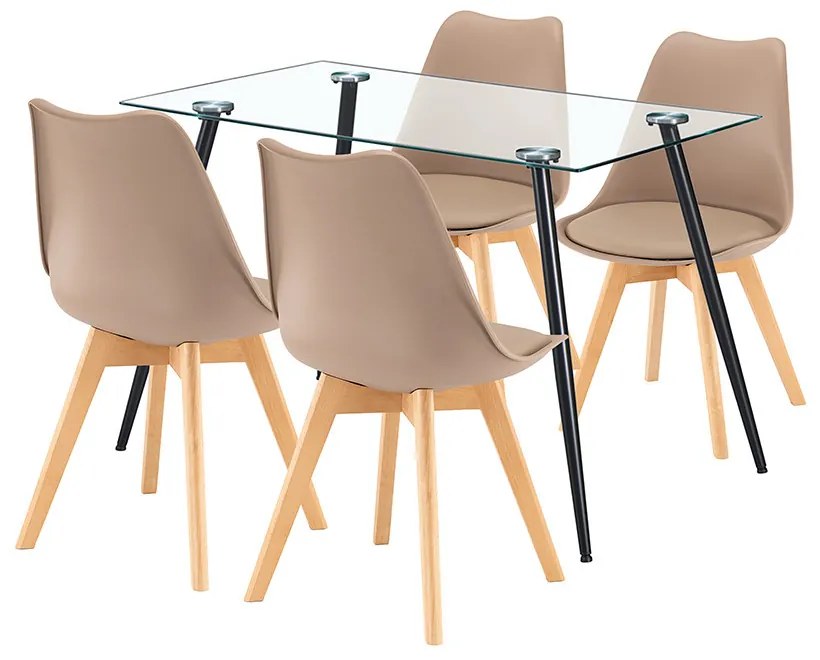 Milo 4+1 set de sufragerie negru-bej