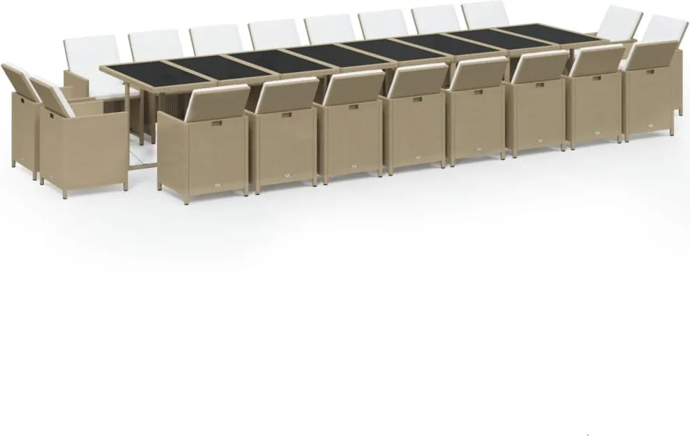 vidaXL Set mobilier de grădină cu perne, 21 piese, bej, poliratan