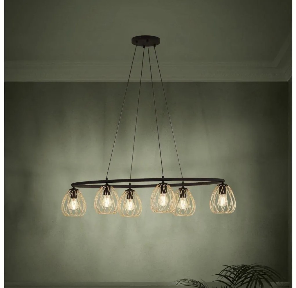 Lustră pe cablu Eglo 390092 JAZMINIA 6xE27/40W/230V negru/auriu