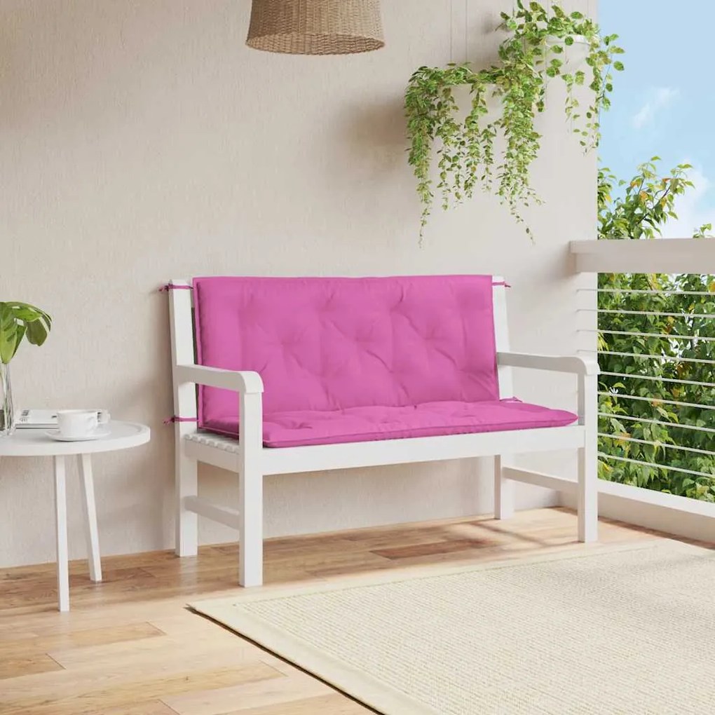 vidaXL Perne bancă de grădină 2 buc. roz 120x50x7 cm textil